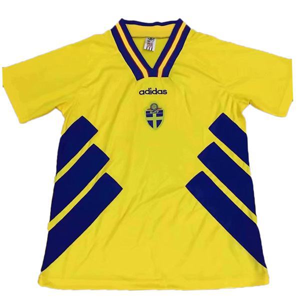 Sweden maglia da calcio vintage retrò da trasferta della Svezia seconda maglia da calcio sportiva da uomo gialla 1994 